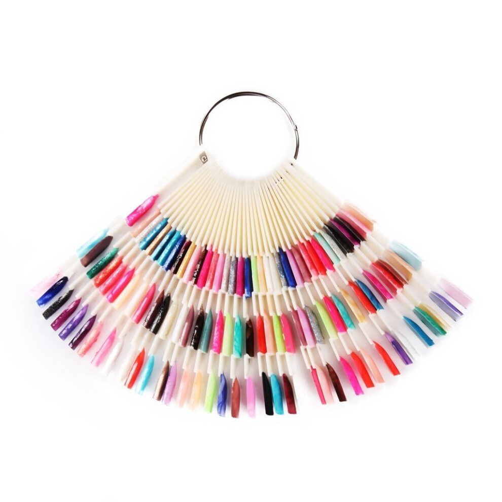 150 Tip Nail Polish Color Display Fan with Ring for Salon Swatches and Nail Art Practice