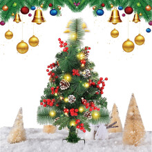 Outdoor Lighted Christmas Tree 60cm PreLit with Red Berries Pine Cones Weatherproof LED Lights