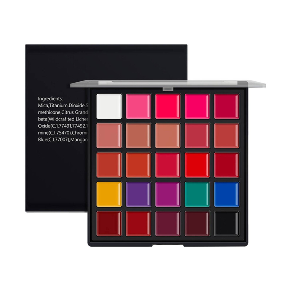 25 Color Lip Gloss Palette and Matte Waterproof Lipstick Set, LongLasting Smooth Makeup