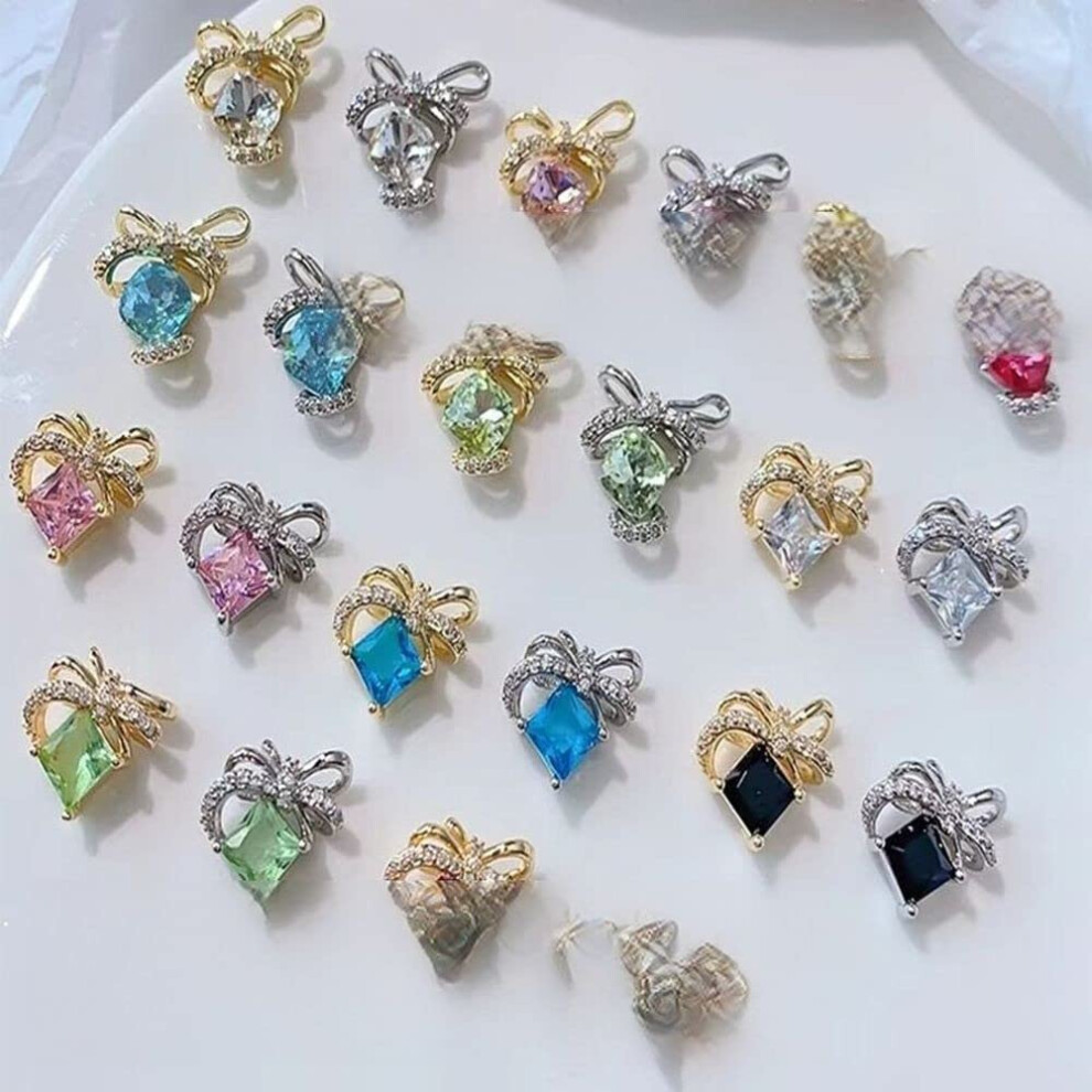 Luxury Rhinestone Press On Nails with Korean Nail Art Charms for Full Coverage Acrylic Tips