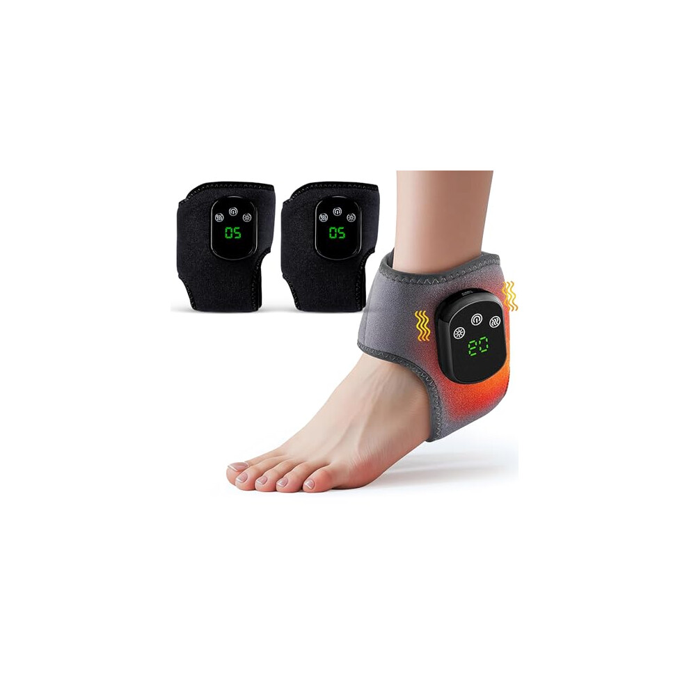 Black Heated Foot Massager For Neuropathy With Heat Compression And Adjustable Modes, 2Pcs