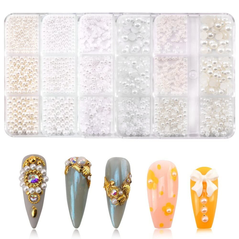Press On Nails with Mixed Pearl and Metal Bead Nail Art Rhinestones for Versatile Occasion Styling