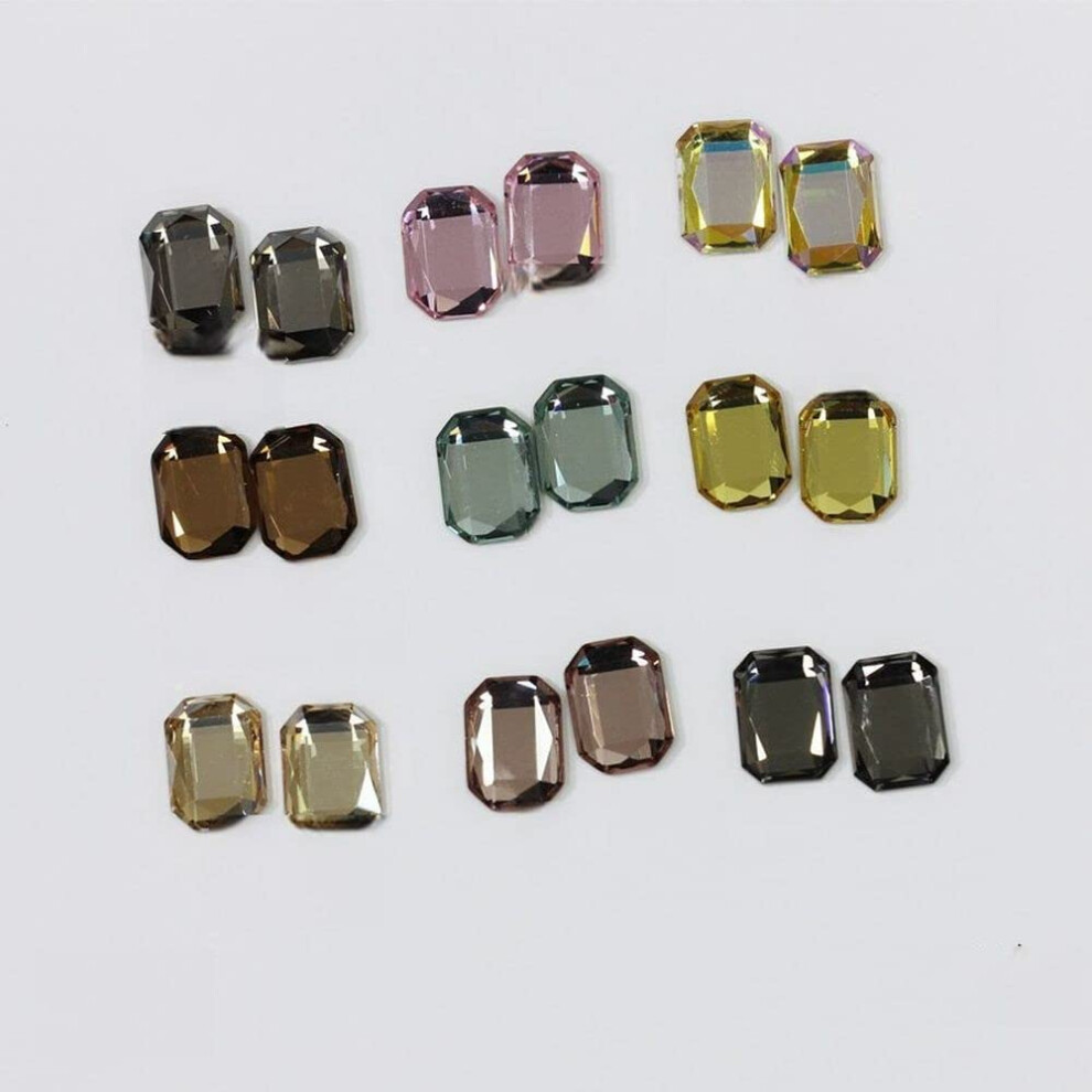 Press On Nails with Square Crystal Rhinestones Full Coverage Tips for DIY Manicure 9 Colors
