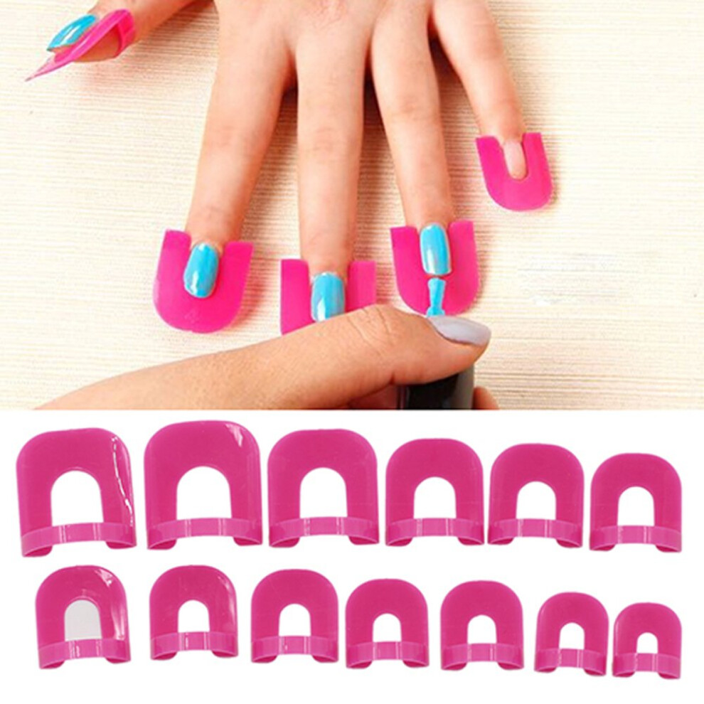 Pink 26Pcs Reusable Nail Polish Protector Stencils For Manicure Diy, MultiâSize Flexible Hot Nail Barrier