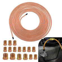 Automotive Brake Line Kit 25ft Metal with Fittings, Flexible Hose for Cars Trucks SUVs Boats, 17pc