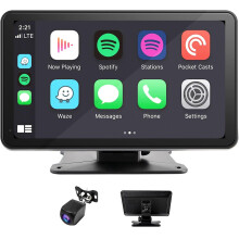 7 Inch Wireless Screen Compatible with Apple CarPlay & Android Auto, 1080P Night Vision Camera, Bluetooth 5.0