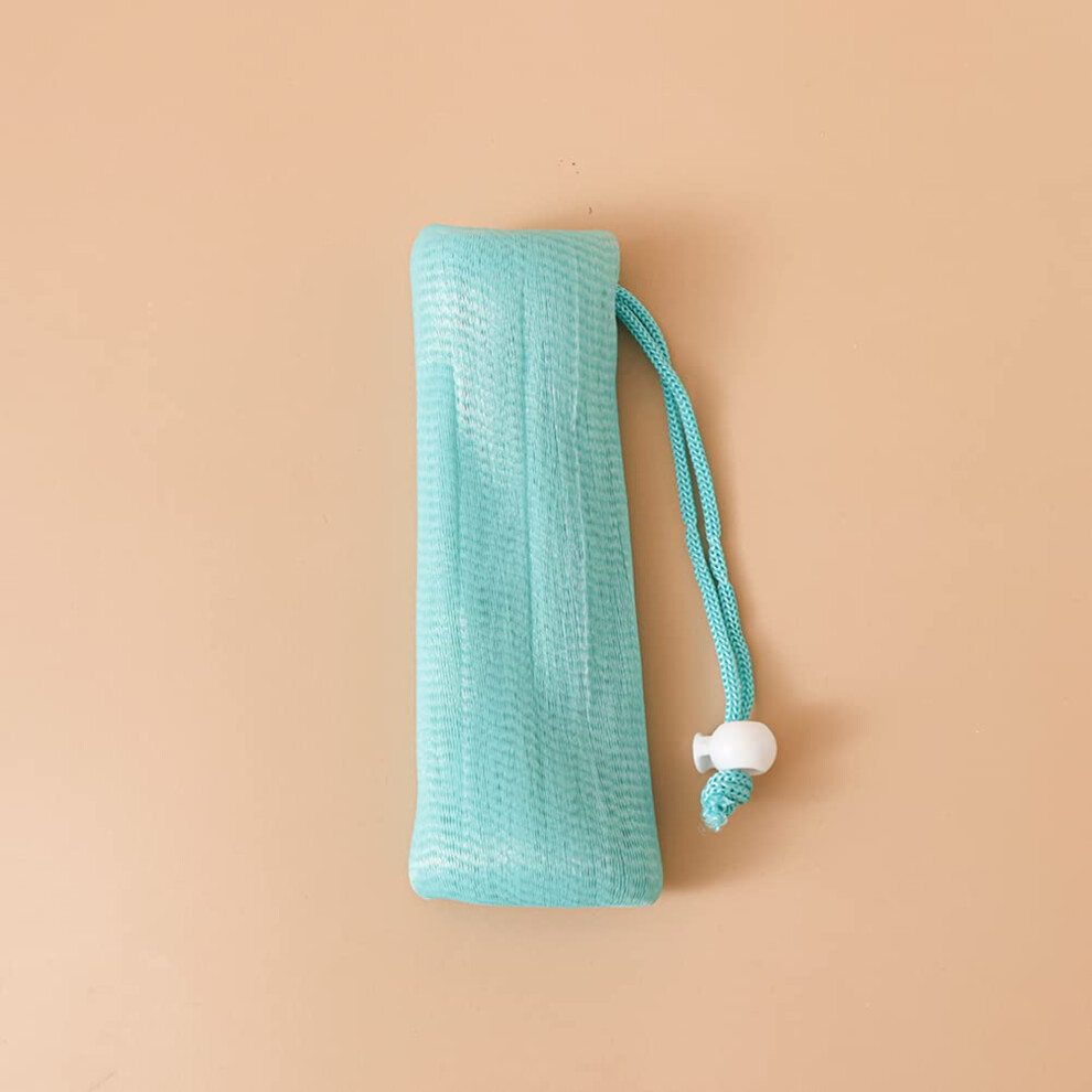 Green Soap Mesh Bag Nylon Soap Saver Pouch With Drawstring For Rich Lather And Gentle Exfoliation
