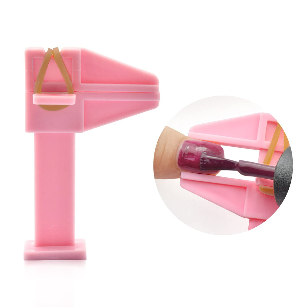 Pink Nail Gel Polish Protector Spill Proof Reusable Finger Clamp For Diy Manicure Pack Of 2