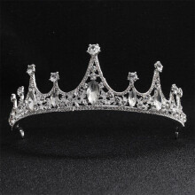 Silver Austrian Crystal Wedding Tiara Bridal Crown with Timeless Princess Design for Bride