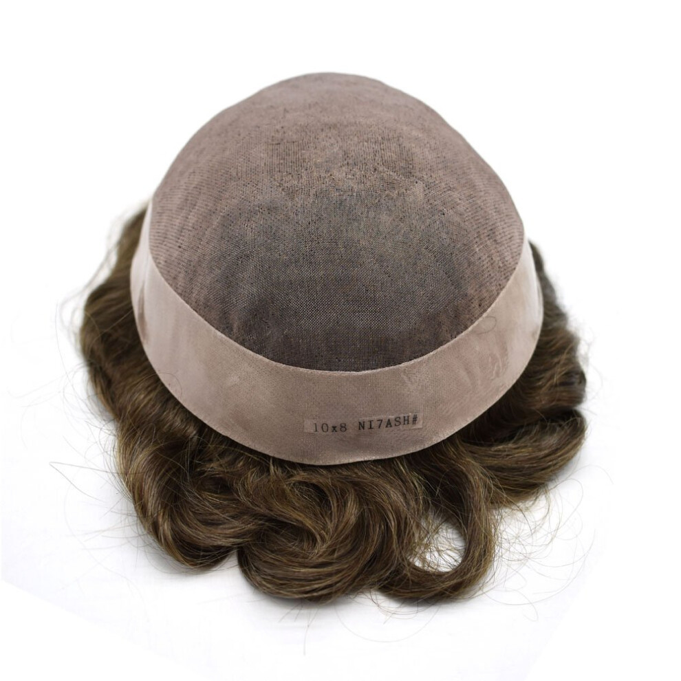 Unisex Men's Toupee Remy Human Hair 9X6 German Lace Front Hairpiece With Invisible Hairline And Natural Wave