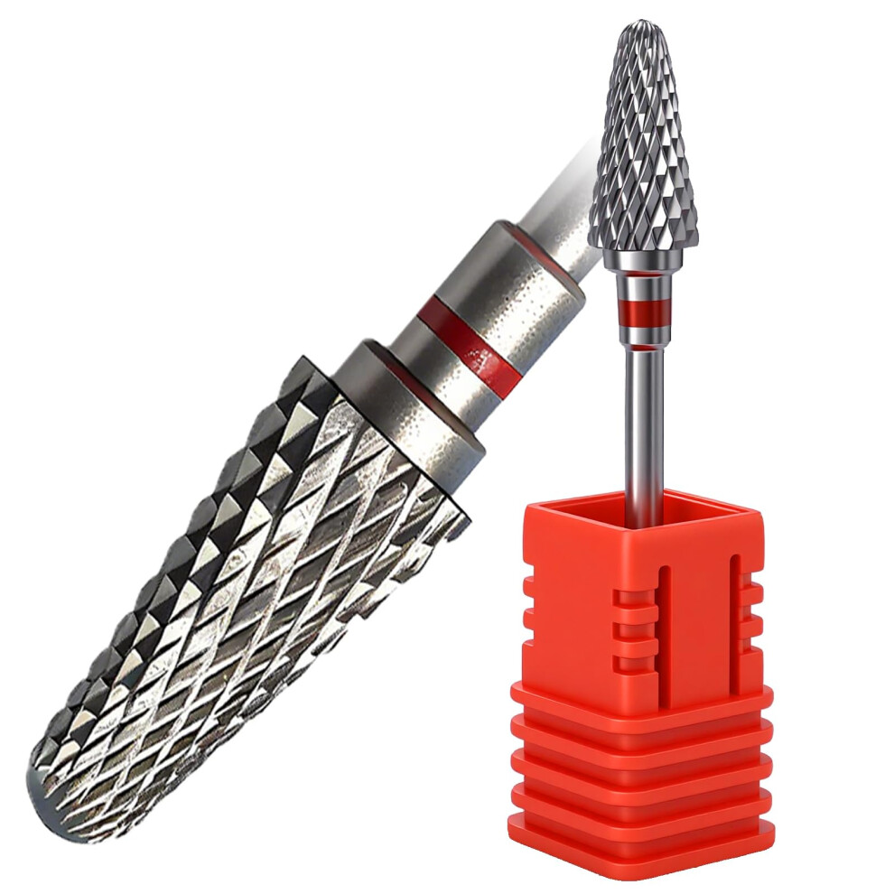 Carbide Nail Drill Bit 3/32 Inch Fine Grit 5 in 1 Tungsten Tip for Acrylic Gel Removal and Shaping