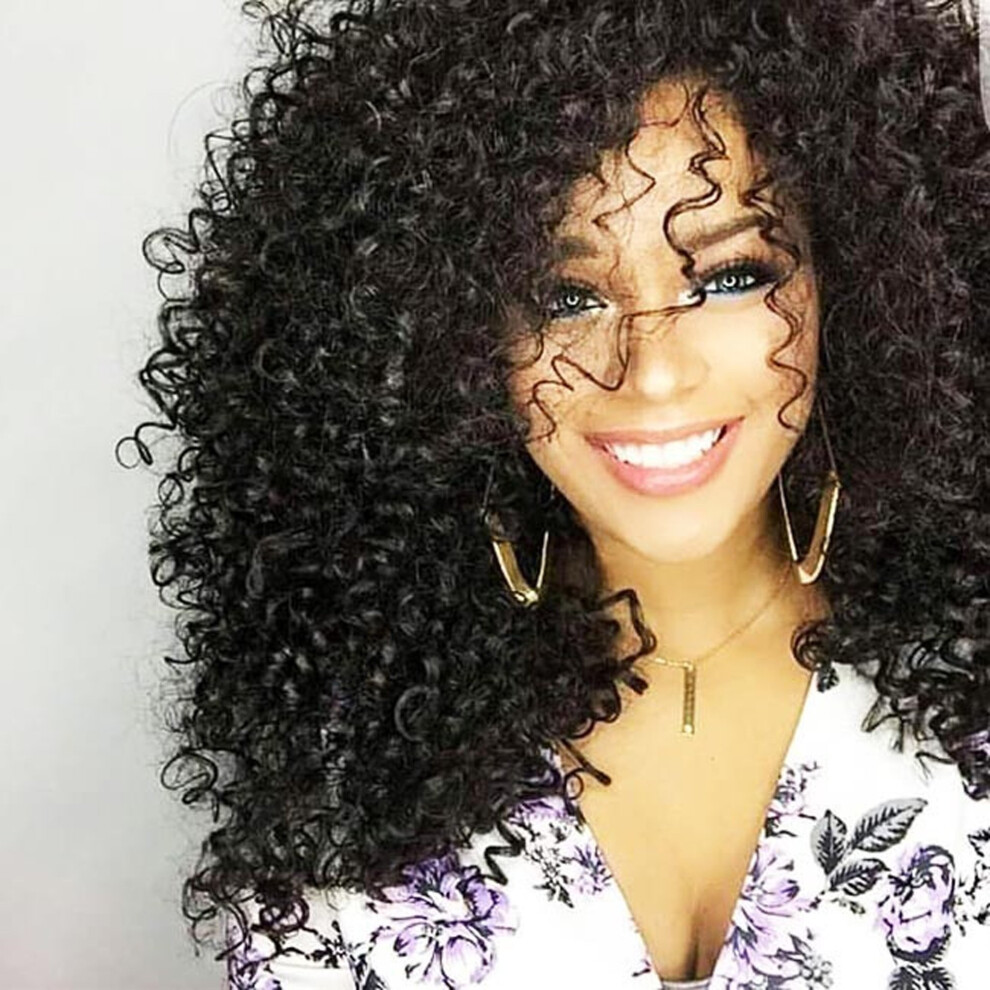 Unisex Black Brazilian Virgin Human Hair Full Lace Wig Jerry Curly Glueless Natural Hairline 8 Inch For Women