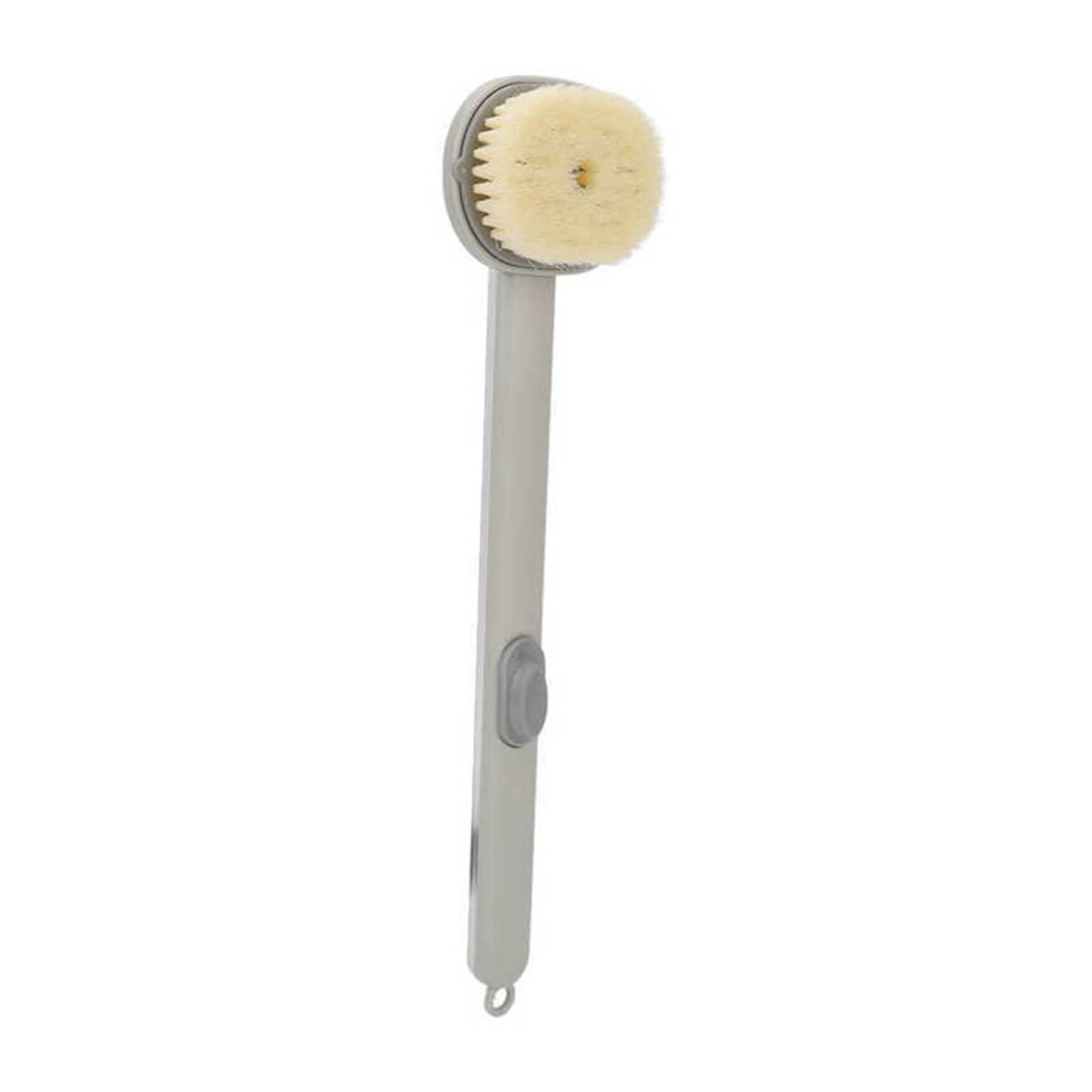Cream Long Handle Back Scrubber With Gentle Bristles And Builtin Soap Dispenser For Sensitive Skin
