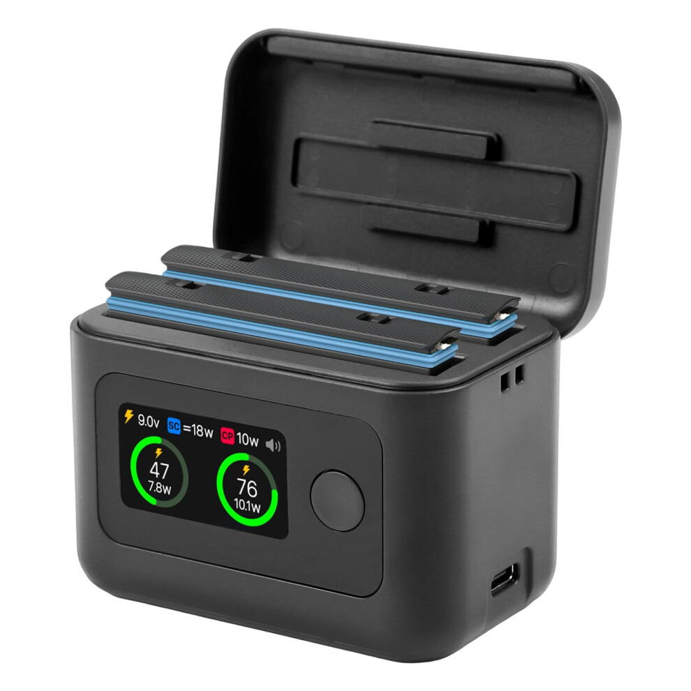 Fast Dual Battery Charger With Lcd Display, 27W Travel Charging Dock Hub For Insta360 X5 9455672043908