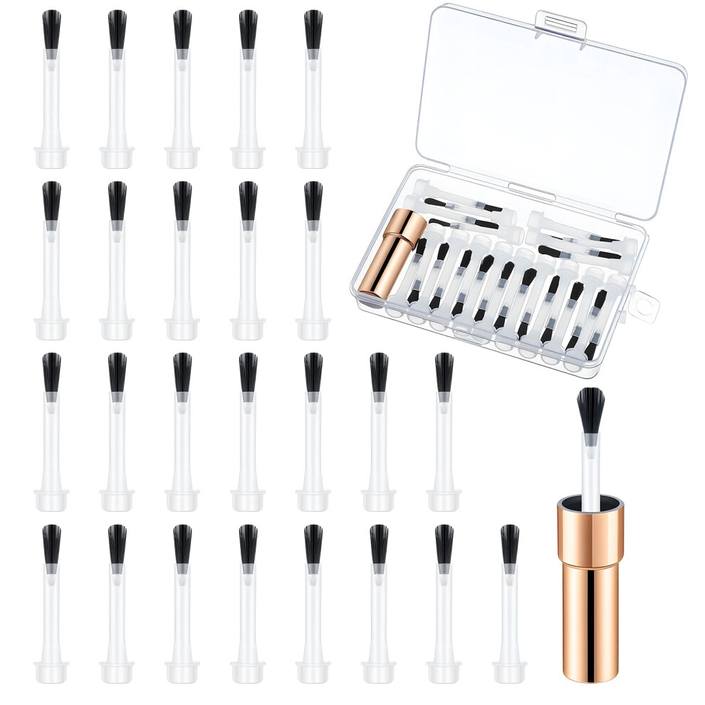 50 Pcs Nail Polish Brush Set with Handle, Disposable Replacement Heads for Gel and Dip Powder