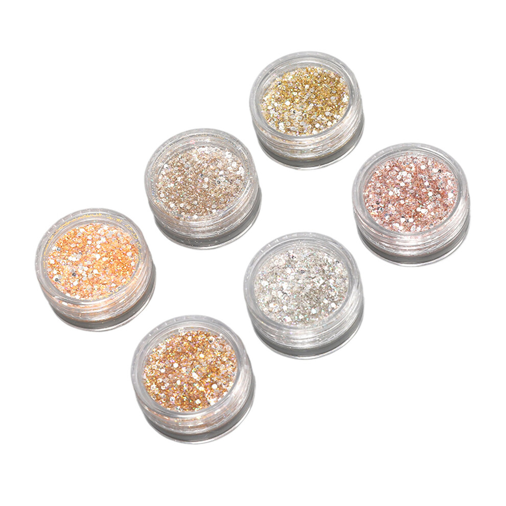 6 Colors Holographic Nail Glitter Kit, Sparkling Nail Art Decoration, 6pcs