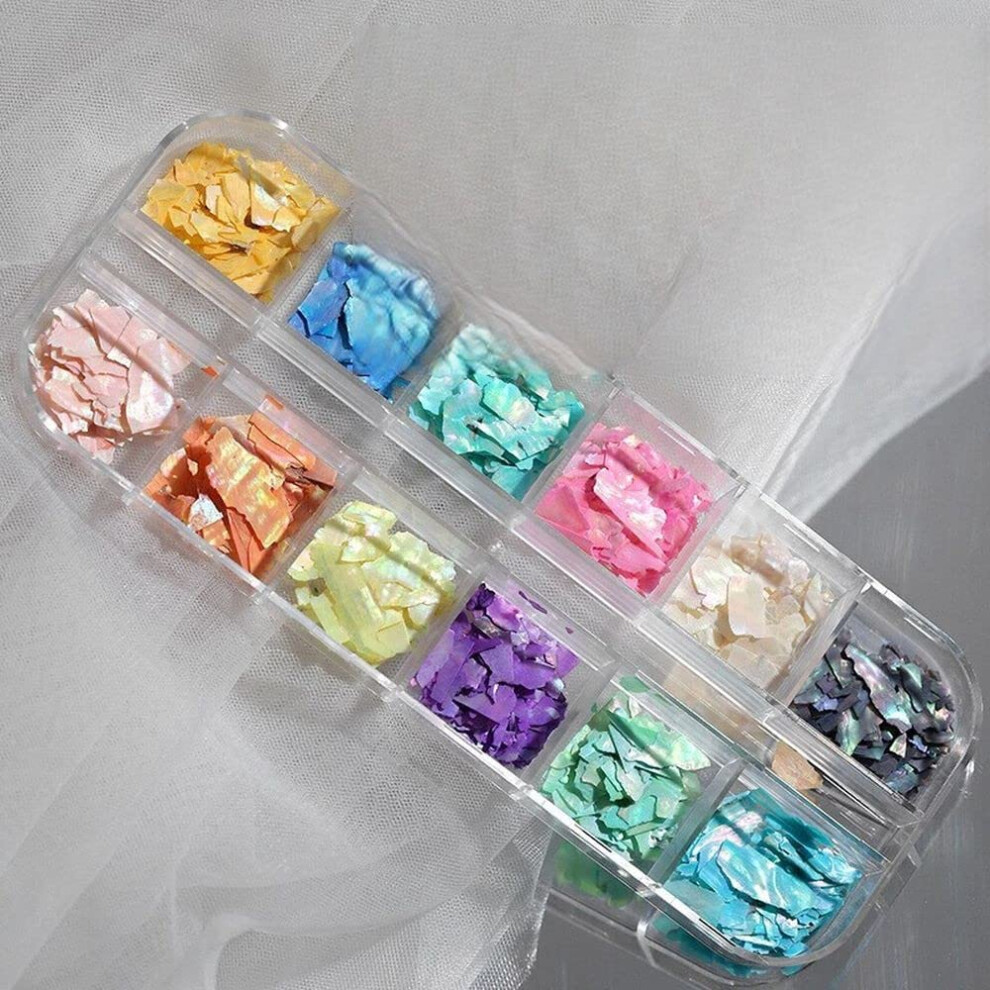Press On Nails with Abalone Shell Rhinestones 3D Irregular Sea Shell Nail Art Decorations