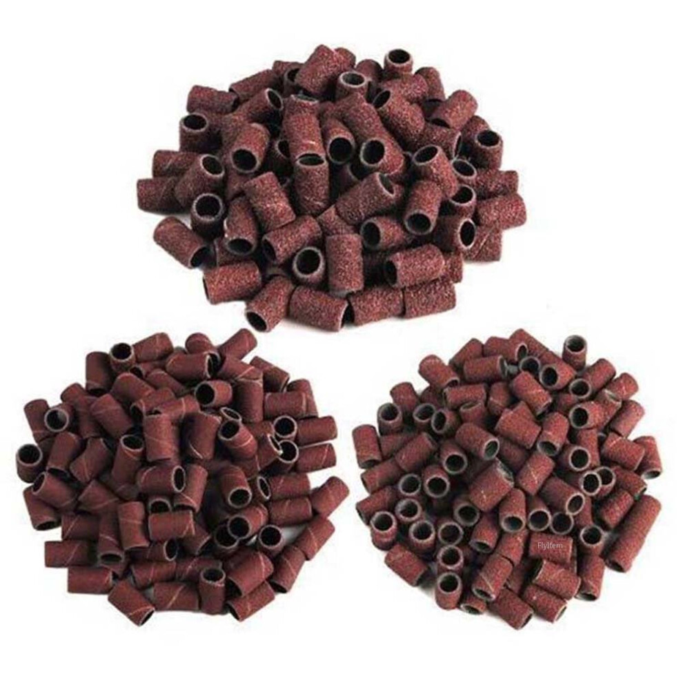 300pcs Nail Drill Sanding Bands 80 120 180 Grit Set for Professional Manicure Pedicure