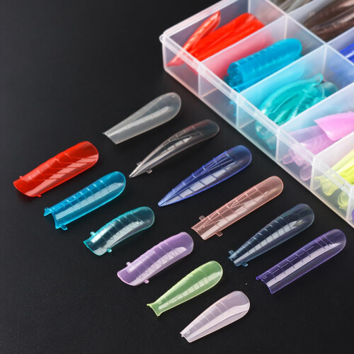 Dual Forms Nail Tips 12 Grids Mixed Shape Reusable Molds for Quick Gel Nail Extensions DIY 2