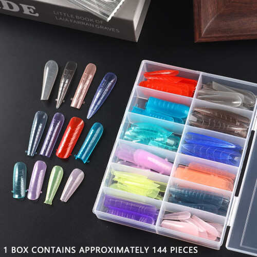 Dual Forms Nail Tips 12 Grids Mixed Shape Reusable Molds for Quick Gel Nail Extensions DIY 1