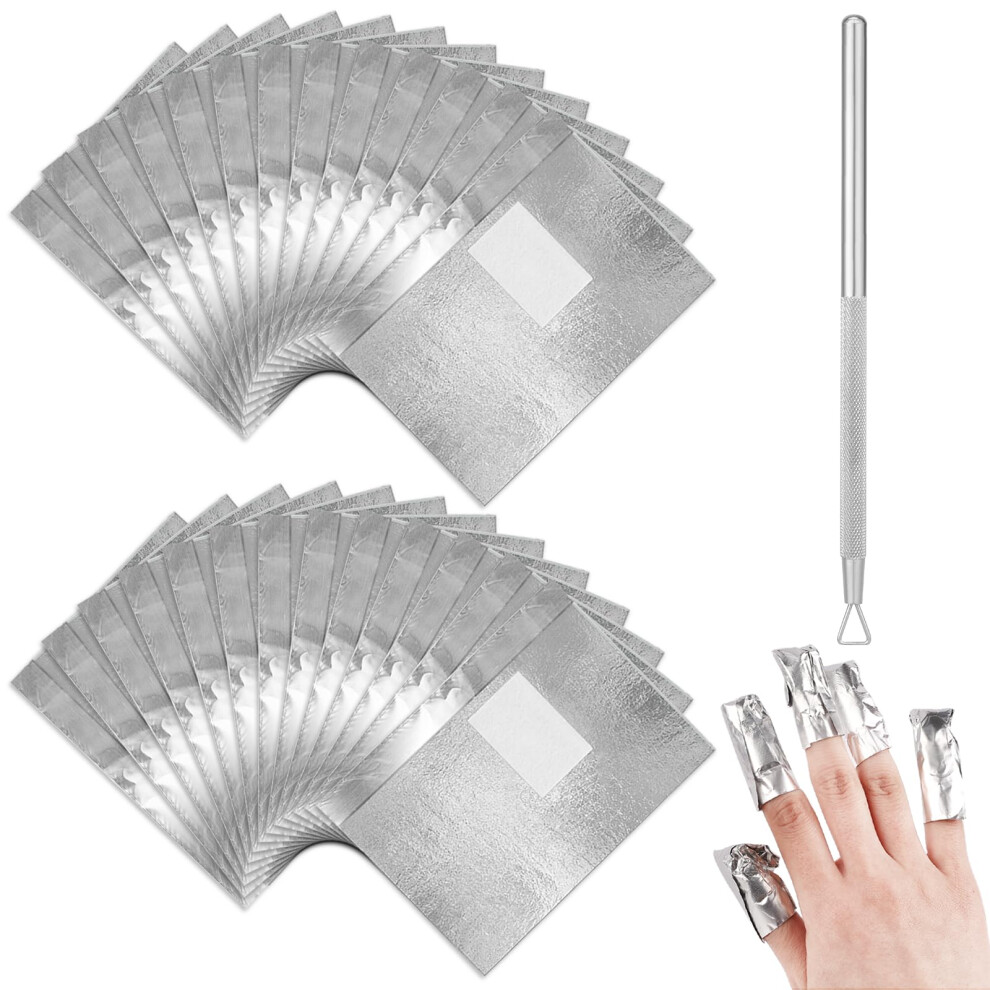 100pcs Gel Nail Polish Remover Foil Wraps Acrylic Nail Remover Pads with Cuticle Scraper