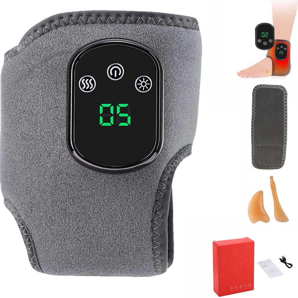 Heated Foot Massager with Heat Vibration Compression, Wireless USB Rechargeable Ankle Wrap, 1pcs
