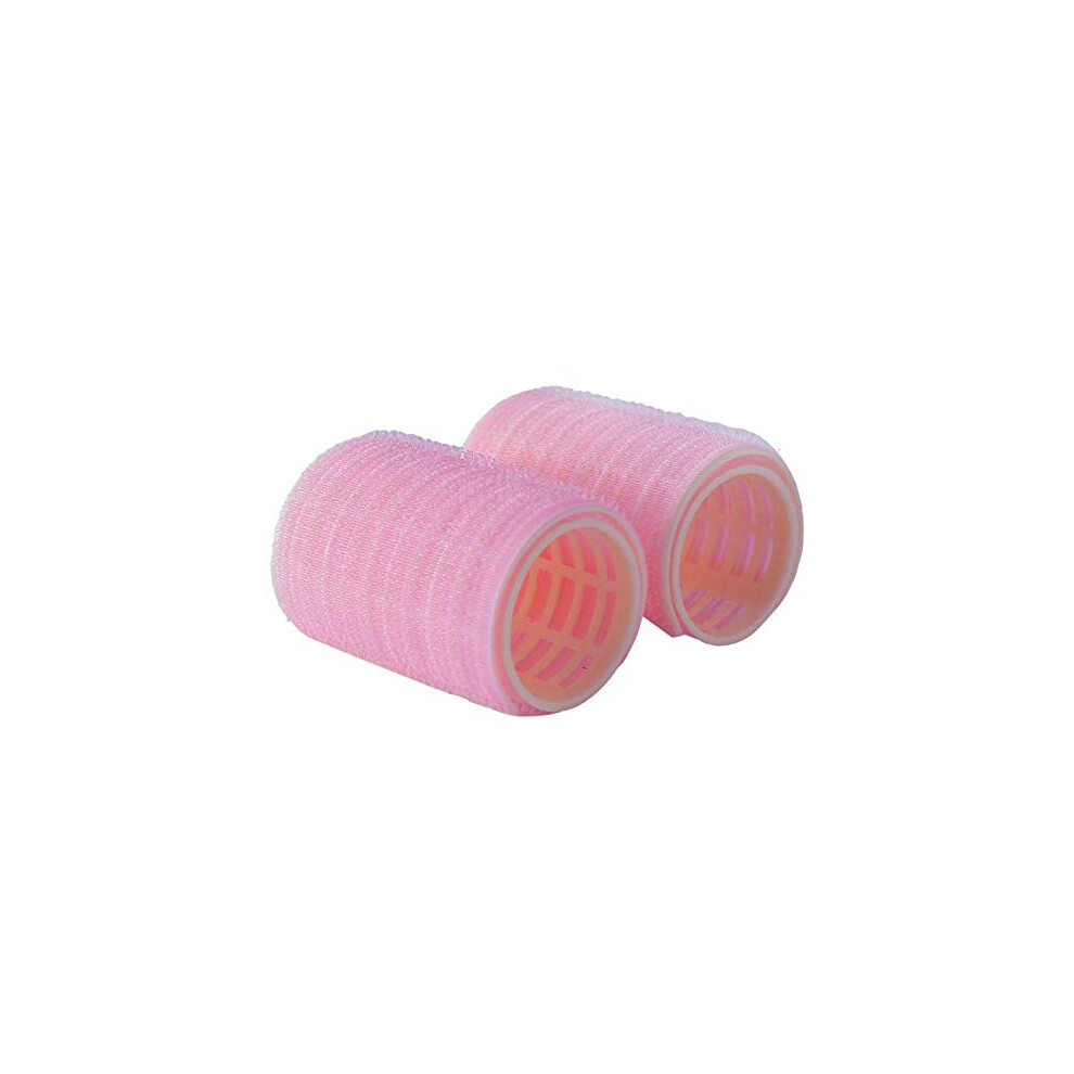 Pink 2 Pcs No Heat Bangs Hair Curlers With Secure Clip Hold Rollers For Gentle Overnight Styling