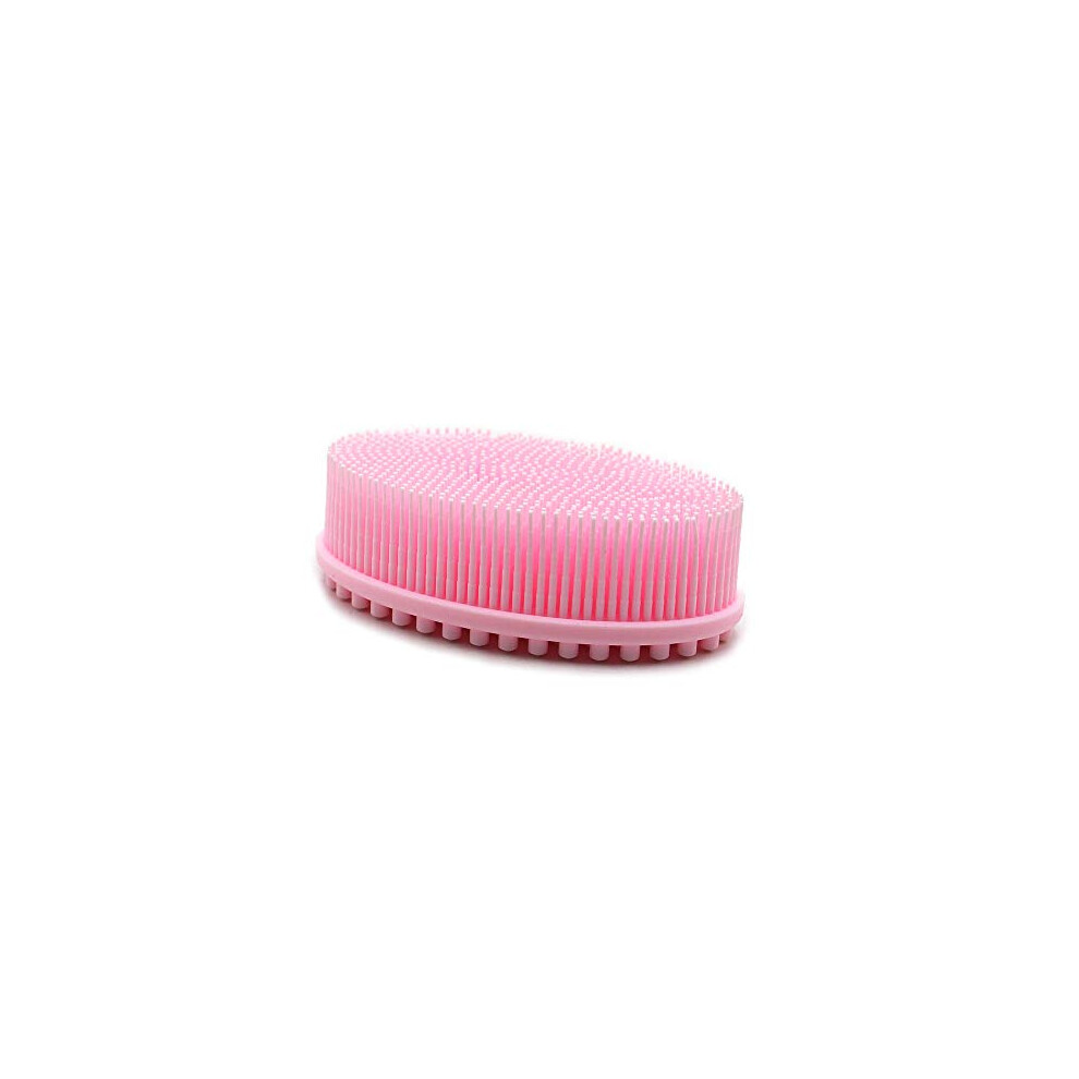 Pink Silicone Body Scrubber And Bath Brush Dualsided Gentle Bristles For Shower Exfoliating