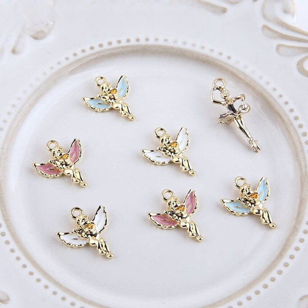 Press On Nails with 3D Angel Nail Art Charms, Full Coverage Tips, Salon Quality Manicure Set