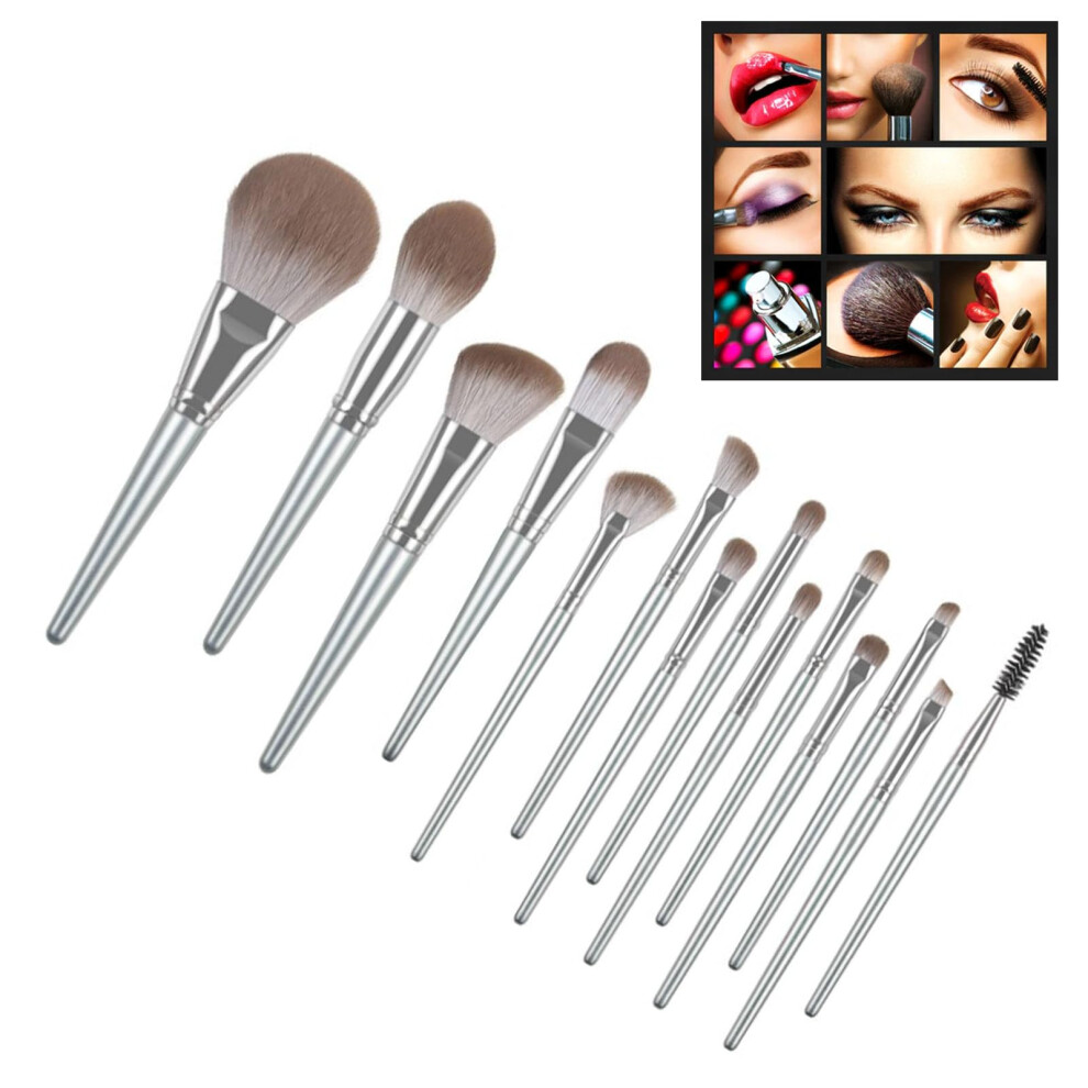Professional Makeup Brush Set  14 Piece Cosmetic Kit with Soft Synthetic Bristles and Wooden Handles