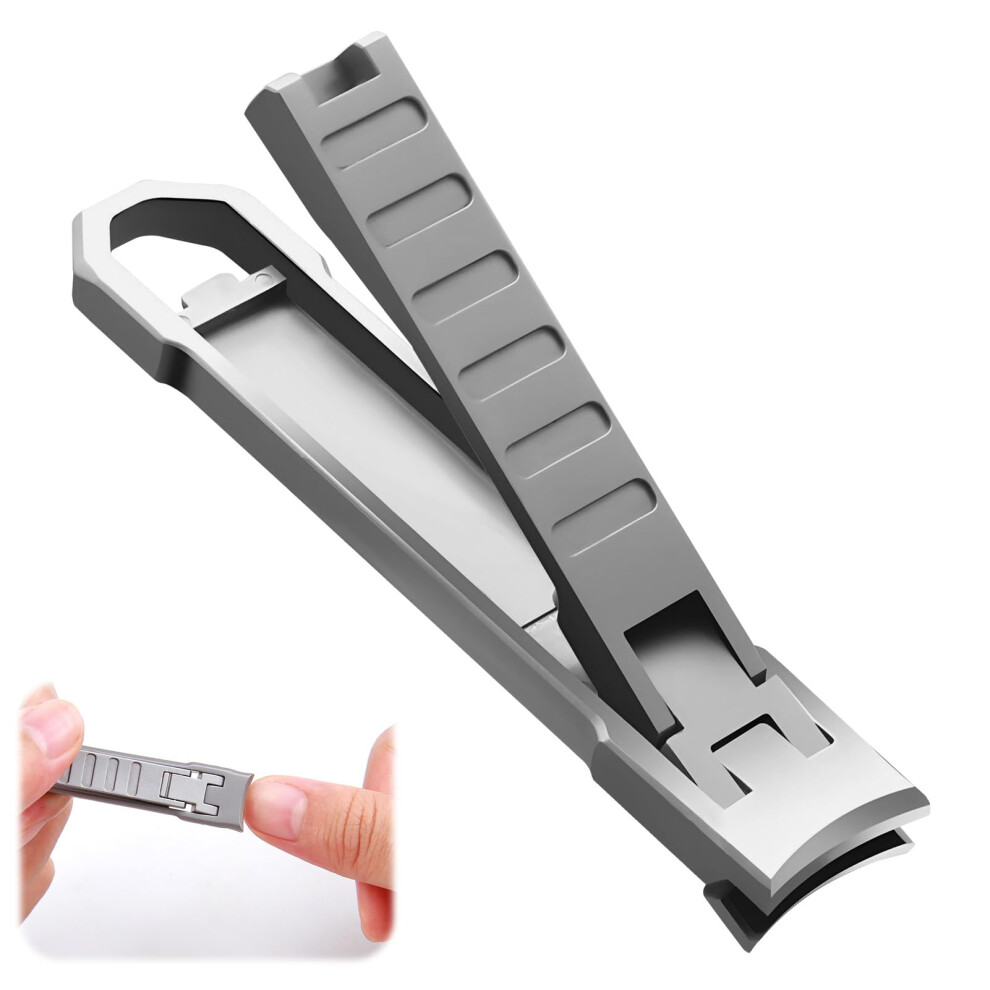 Folding Nail Clipper with Catcher Stainless Steel Compact Toenail and Fingernail Trimmer for Travel
