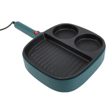 Poêle à petit-déjeuner à deux compartiments en ABS, 900 W, fiche EU, noir