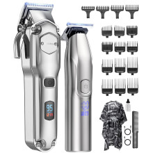 Cordless Hair Clippers for Men with Dual Function Design, Low Noise Motor, Long Battery Life, Silvery