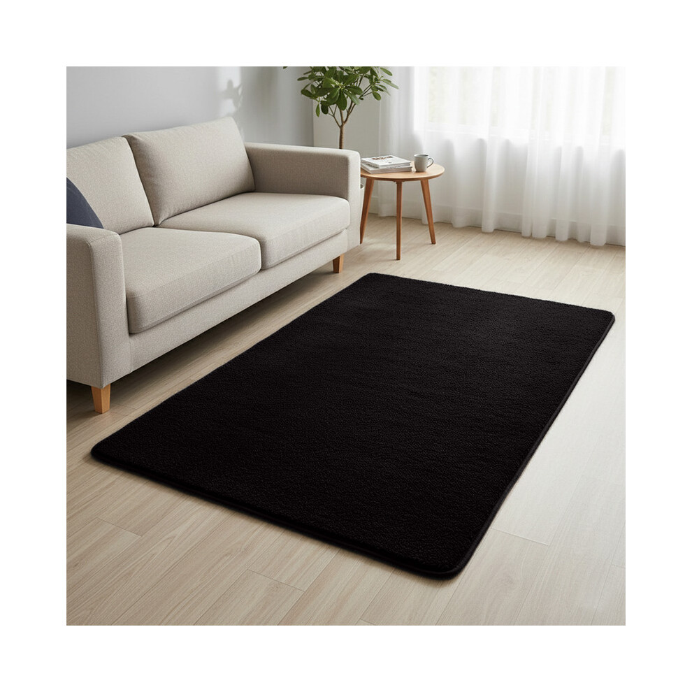 Moonlight Bedding Limited (120X170cm (4Ft X 5.6Ft), ) Luxury Super Soft Area Rug – Short Pile Non-Slip Rug For Bedroom & Living Room Black
