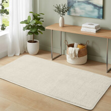 (Short Pile 60x120cm, Cream) Luxury Short Pile Rug - Soft Fluffy Anti-Slip Washable Area Rug with Memory Foam Backing | Living Room & Bedroom Carpet