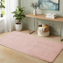 (Short Pile 60x120cm, Light Pink) Luxury Short Pile Rug - Soft Fluffy Anti-Slip Washable Area Rug with Memory Foam Backing | Living Room & Bedroom