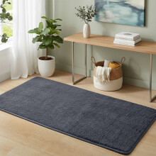 (Short Pile 60x120cm, Grey) Luxury Short Pile Rug - Soft Fluffy Anti-Slip Washable Area Rug with Memory Foam Backing | Living Room & Bedroom Carpet