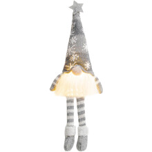 Handmade Christmas Gnome Tree Topper with LED Lights, 12.5 Inch Plush Holiday Ornament Grey