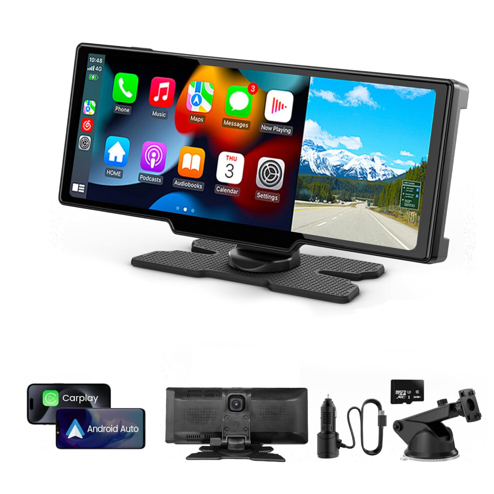 Wireless Carplay For Apple And Android Auto For Android Screen With 2.5K Dash Cam, 10.26' Touchscreen, Fm Transmitter 9092120544794