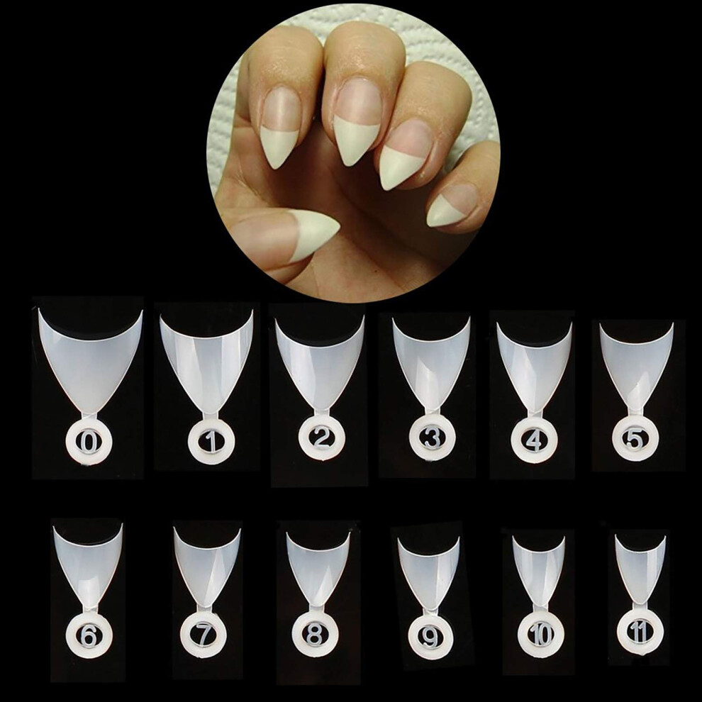 Ejiubas Short Stiletto Nail Tips 600pcs Natural Color False Nails Set for Women with Natural Finish