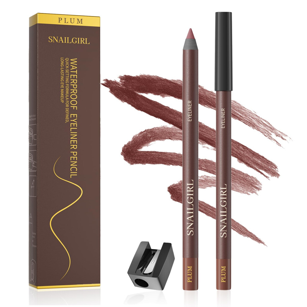 Purple Waterproof Eyeliner Duo Pencil 24Hr Wear Smudge Proof With Vitamin E Hydration Plum Shade