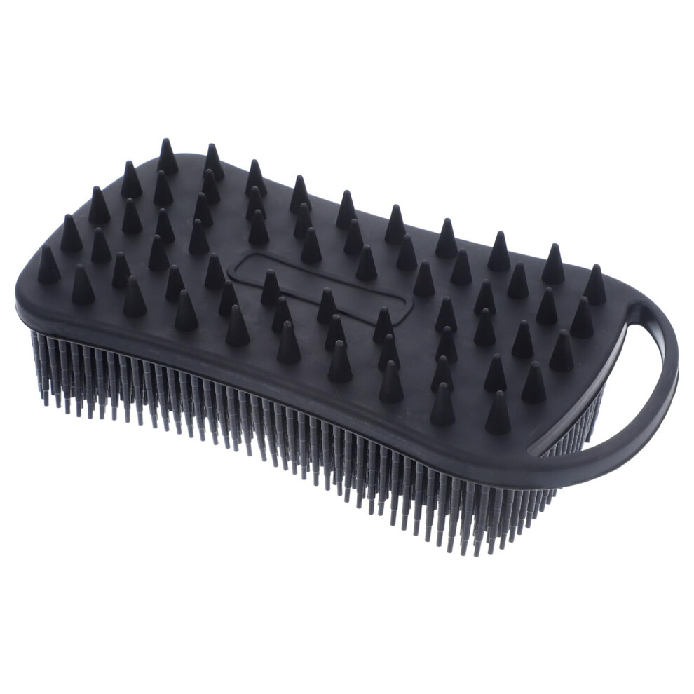 Black Silicone Bath Brush With Gentle Skin Exfoliation And Dual Massage For Body And Scalp