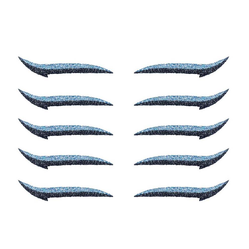 Blue Reusable Glitter Eyeliner Stickers, 5 Pairs Waterproof Longlasting Eye Makeup For Women
