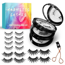 Magnetic Eyelashes Kit with Applicator, Reusable Waterproof 3D Volume Natural Look, 4 Pairs