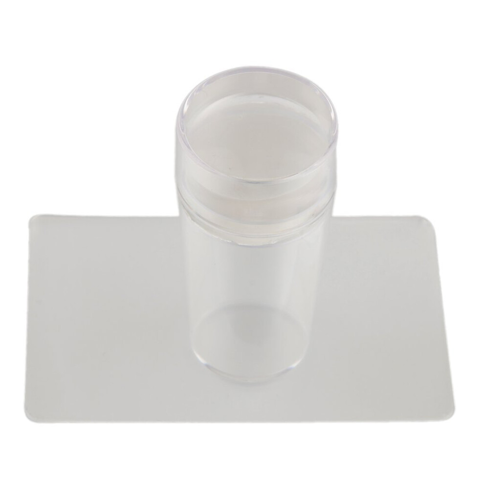 Nail Art Stamper Clear Transparent Silicone with Scraper for Precise Design Alignment