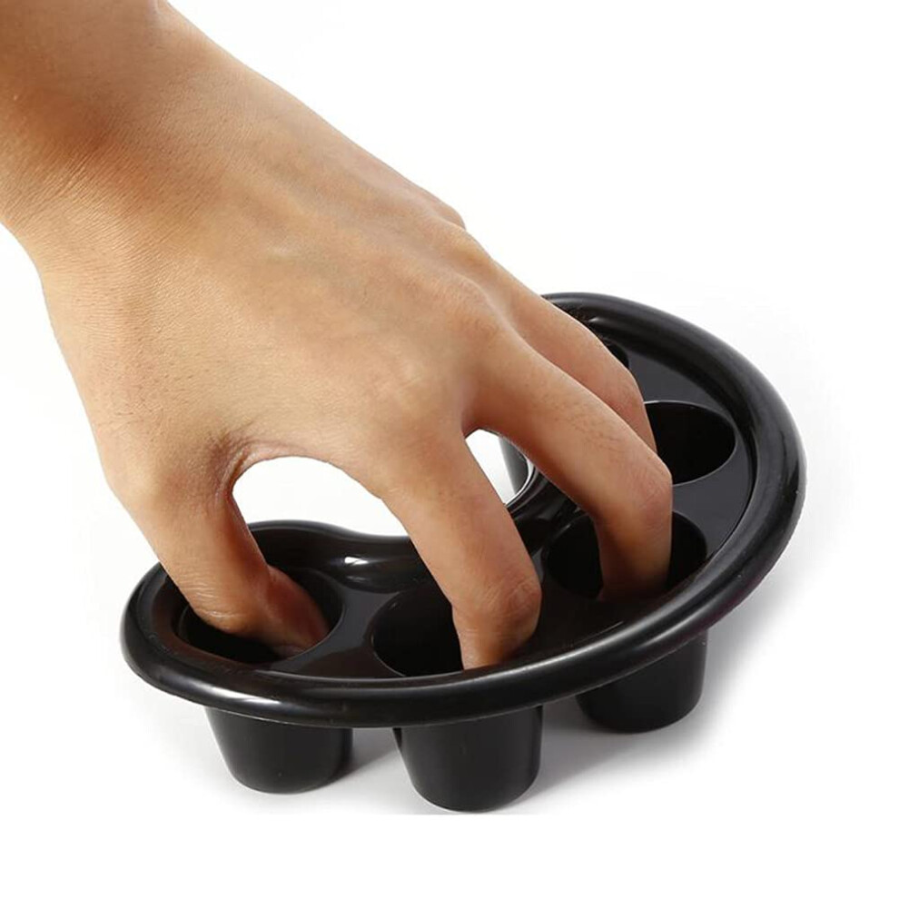 Nail Soak Bowl with Cuticle Softening Design, Five Finger Compartments, Plastic Removal Tool Black