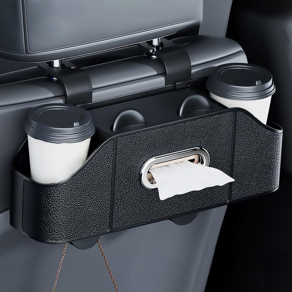 Car Backseat Organizer For Kia K5 20212025 With Dual Cup Holders, Tissue Box And Headrest Hooks, Black 9455672045759
