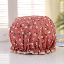 Waterproof Shower Cap Double Layer Polyester Cotton Violet Florets Hair Protection for Women