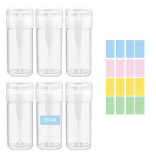 6 Pack Alcohol Dispenser Pump Bottles 3.4oz Leakproof Lock Cap Push Down for Nail Polish Remover