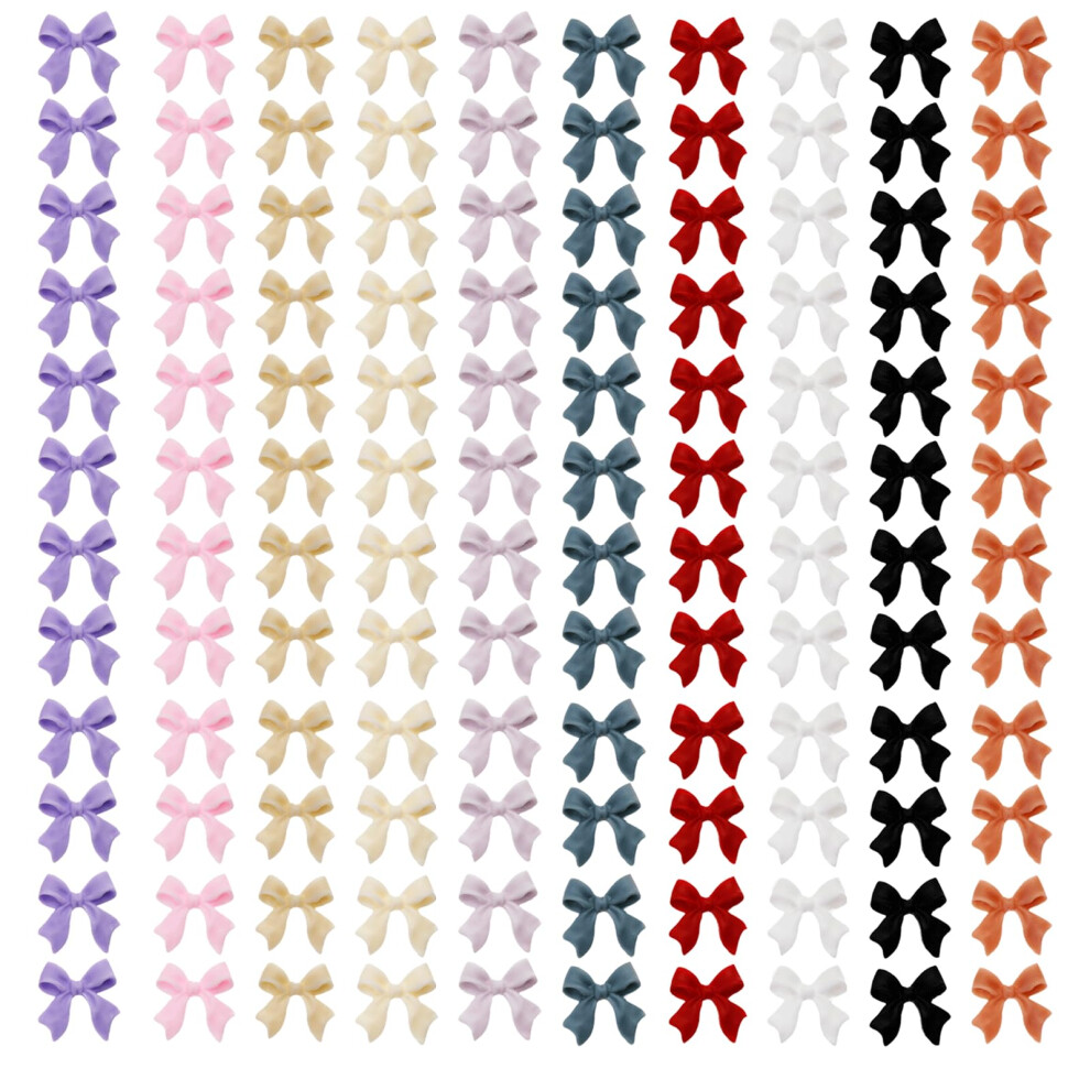 200PCS 3D Bow Nail Art Charms Colorful Resin Decorations Set 10 Colors Cute Bowknot Accessories